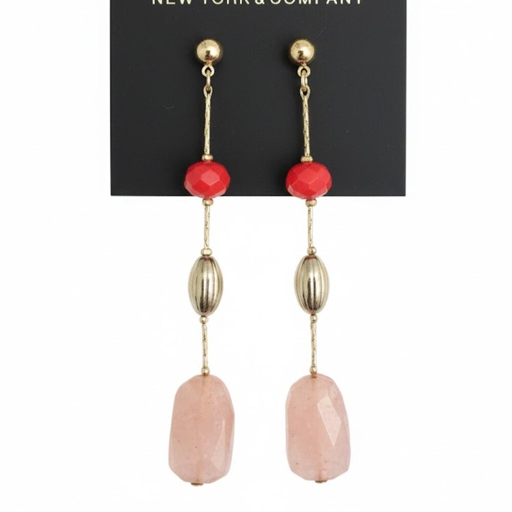 New York & Company Women's Womens Pink Drop Earrings NWT